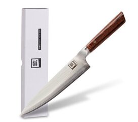 Японский нож из дамасской стали Zayiko, Kasshoku, поварской нож, 20,3 см цена и информация | Ножи и аксессуары для них | kaup24.ee