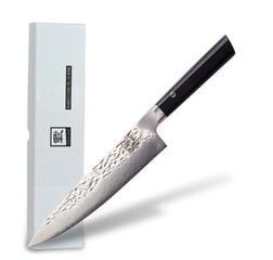 Японский нож из дамасской стали Oleio Zayiko, Kuro, поварской нож, 20,3 см цена и информация | Ножи и аксессуары для них | kaup24.ee