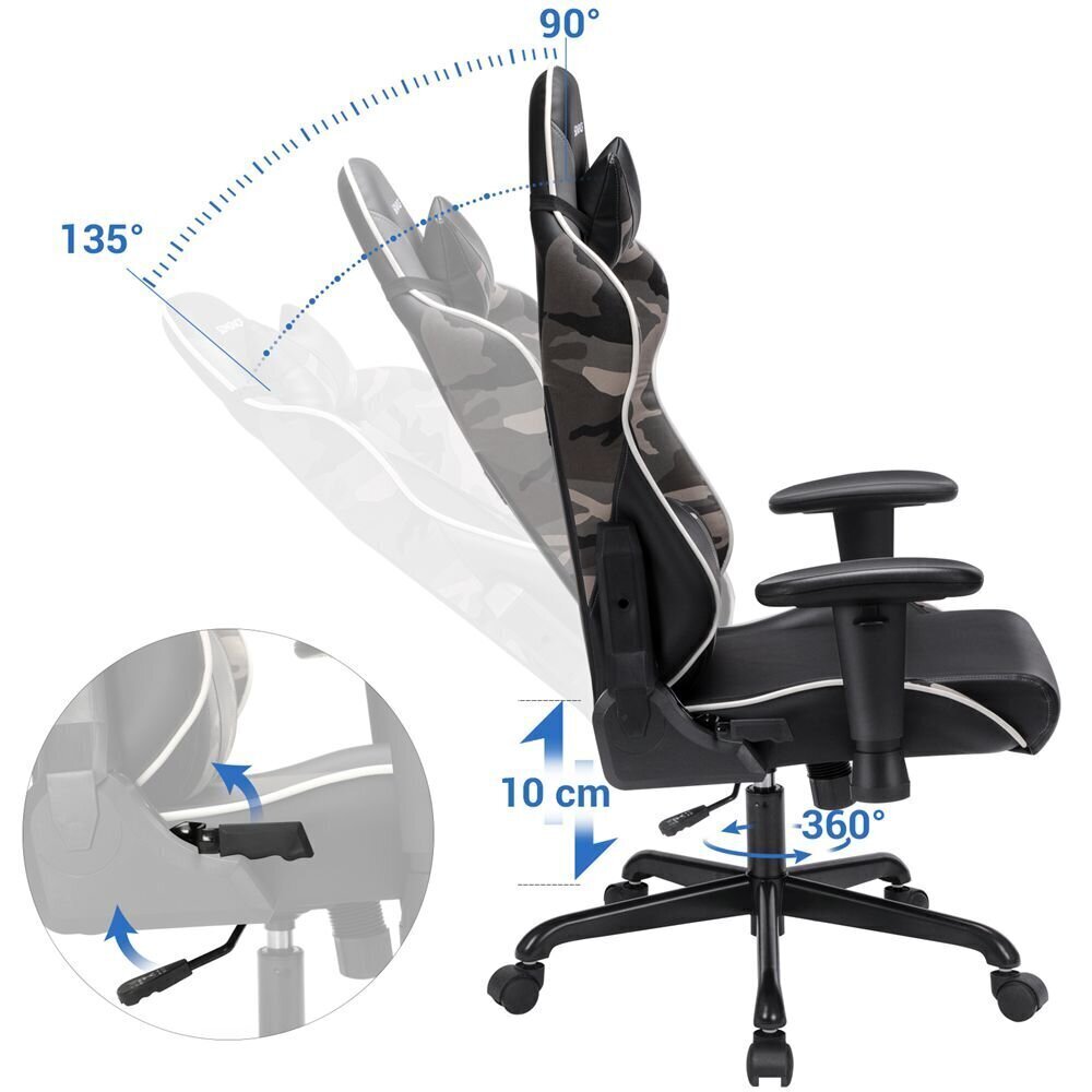 Mänguritool Songmics Camouglafe, must цена и информация | Kontoritoolid | kaup24.ee