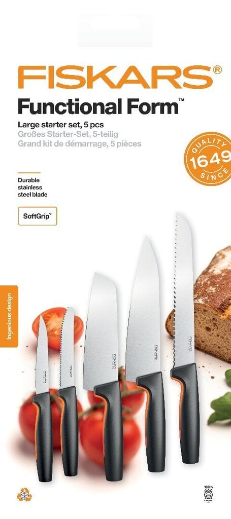 Fiskars Functional Form suur alustuskomplekt, 5 osa цена и информация | Noad ja tarvikud | kaup24.ee