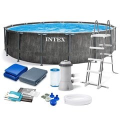 Каркасный бассейн Intex Prism Frame Greywood Premium 457x122 см, с фильтром цена и информация | Бассейны | kaup24.ee