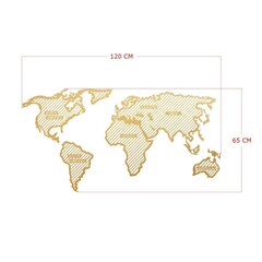 Metallist seinadekoratsioon World Map In The Stripes hind ja info | Sisustuselemendid | kaup24.ee