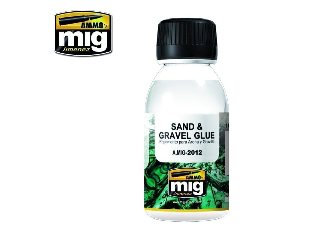 AMMO MIG - SAND & GRAVEL GLUE(Liiva ja kruusa liim), 100ml. 2012 hind ja info | Kunstitarbed, voolimise tarvikud | kaup24.ee