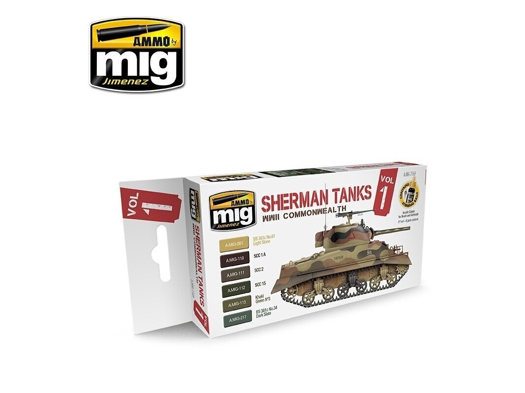 AMMO MIG - Set Sherman Tanks Vol. 1 (WWII Commonwealth). AMIG7169 hind ja info | Kunstitarbed, voolimise tarvikud | kaup24.ee