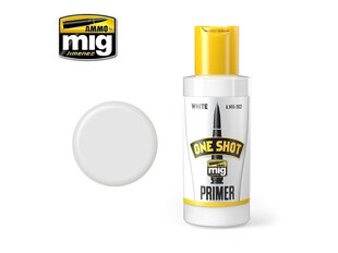 AMMO MIG - ONE SHOT PRIMER (Teraga krunt) - WHITE, 60ml. AMIG2022 hind ja info | Kunstitarbed, voolimise tarvikud | kaup24.ee