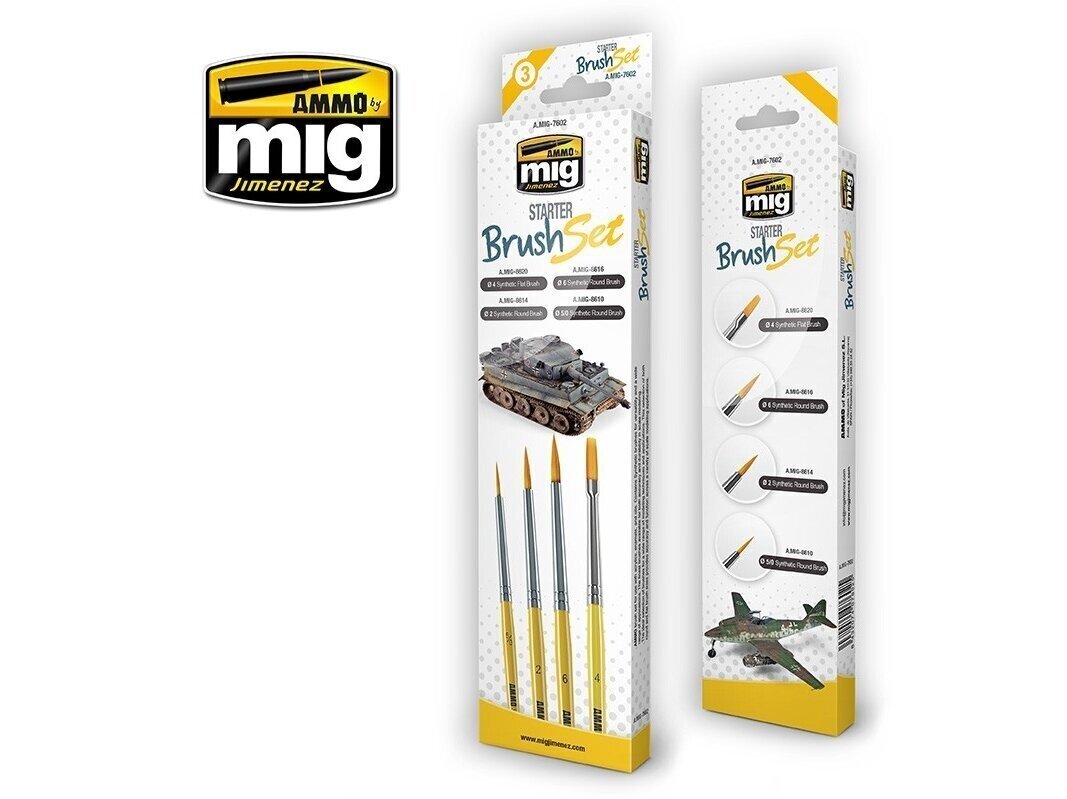 AMMO MIG - STARTER BRUSH SET (Pintslikomplekt). AMIG7602 hind ja info | Kunstitarbed, voolimise tarvikud | kaup24.ee