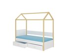 Кровать ADRK Furniture Otello 80x180 см с боковой защитой, белая/светло-коричневая