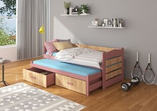 Voodi ADRK Furniture Tiarro 80x180 cm, pruun/roosa цена и информация | Детские кровати | kaup24.ee