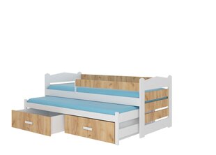 Voodi ADRK Furniture Tiarro 80x180 cm küljekaitsega, pruun/valge hind ja info | Lastevoodid | kaup24.ee