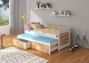 Voodi ADRK Furniture Tiarro 80x180 cm küljekaitsega, pruun/valge цена и информация | Детские кровати | kaup24.ee