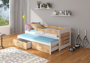 Кровать ADRK Furniture Tiarro 90x200 см с боковой защитой, коричневая/белая цена и информация | Детские кровати | kaup24.ee