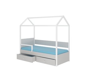 Voodi ADRK Furniture Otello 80x180 cm küljepiirdega, hall/valge цена и информация | Детские кровати | kaup24.ee