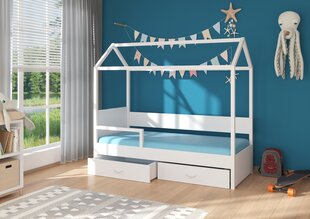 Voodi ADRK Furniture Otello 80x180 cm küljepiirdega, hall/valge цена и информация | Детские кровати | kaup24.ee