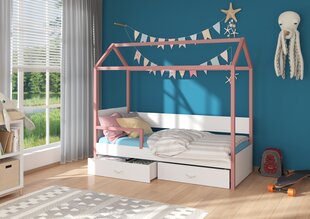 Voodi ADRK Furniture Otello 80x180 cm küljekaitsega, valge/roosa цена и информация | Детские кровати | kaup24.ee