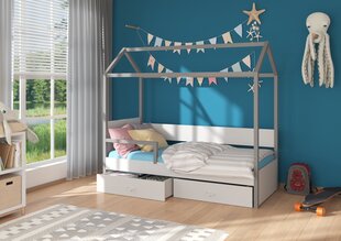 Voodi ADRK Furniture Otello 80x180 cm küljekaitsega, hall цена и информация | Детские кровати | kaup24.ee