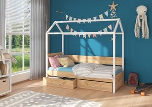Кровать ADRK Furniture Otello, 90x200 см, коричневая/белая цена и информация | Детские кровати | kaup24.ee