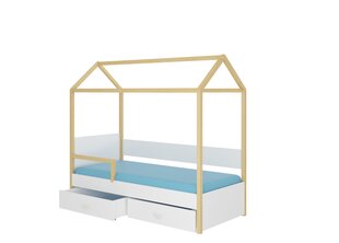 Voodi ADRK Furniture Otello 90x200 cm küljekaitsega, valge/helepruun цена и информация | Детские кровати | kaup24.ee