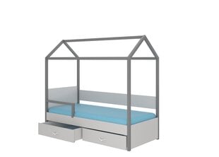 Voodi ADRK Furniture Otello 90x200 cm küljekaitsega, hall цена и информация | Детские кровати | kaup24.ee