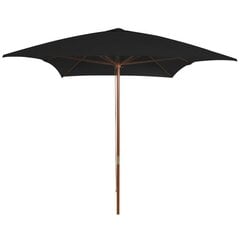 vidaXL puidust postiga õuevari, musta värvi, 200x300cm hind ja info | Päikesevarjud, markiisid ja alused | kaup24.ee