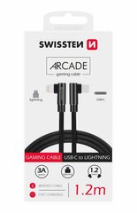 Плетеный L типа универсальный кабель Swissten Quick Charge 3.1 USB-C на Lightning, 1.2 м, черный цена и информация | Swissten Бытовая техника и электроника | kaup24.ee