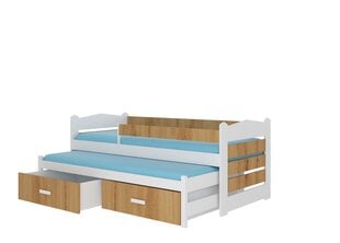 Детская кровать Adrk Furniture Tiarro, 80x180 см, с боковой защитой, белая/коричневая цена и информация | Детские кровати | kaup24.ee