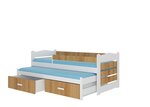 Детская кровать Adrk Furniture Tiarro, 80x180 см, с боковой защитой, белая/коричневая