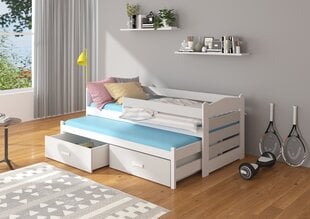 Lastevoodi Adrk Furniture Tiarro 80x180 cm koos küljekaitsega, valge/helehall hind ja info | Lastevoodid | kaup24.ee