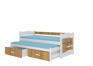 Lastevoodi Adrk Furniture Tiarro 90x200 cm, valge/pruun hind ja info | Lastevoodid | kaup24.ee