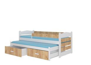 Lastevoodi Adrk Furniture Tiarro 90x200 cm koos küljekaitsega, valge/pruun цена и информация | Детские кровати | kaup24.ee