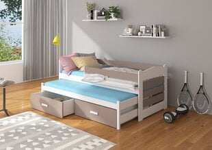 Детская кровать Adrk Furniture Tiarro 90x200 см с боковой защитой, белая/светло-коричневая цена и информация | Детские кровати | kaup24.ee