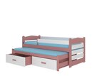 Lastevoodi Adrk Furniture Tiarro 90x200 cm koos küljekaitsega, roosa/valge