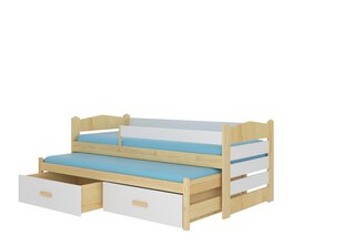 Lastevoodi Adrk Furniture Tiarro 90x200 cm koos küljekaitsega, helepruun/valge цена и информация | Детские кровати | kaup24.ee