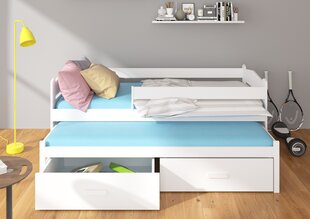 Детская кровать Adrk Furniture Tiarro 90x200 см с боковой защитой, темно-коричневая/белая цена и информация | Детские кровати | kaup24.ee