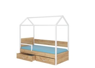 Voodi ADRK Furniture Otello 90x200 cm küljekaitsega, pruun/valge цена и информация | Детские кровати | kaup24.ee