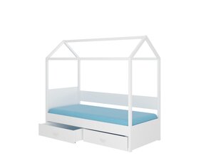 Кровать ADRK Furniture Otello, 80x180 см, с боковой защитой и балдахином, белая/синяя цена и информация | Детские кровати | kaup24.ee