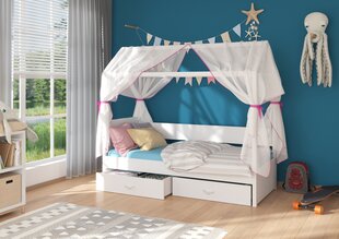 Voodi ADRK Furniture Otello 80x180 cm koos katusega, valge/roosa värv hind ja info | Lastevoodid | kaup24.ee