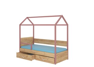 Кровать ADRK Furniture Otello, 90x200 см, с боковой защитой, коричневая/розовая цена и информация | Детские кровати | kaup24.ee