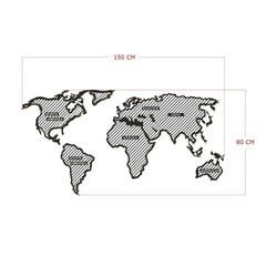Metallist seinadekoratsioon World Map In The Stripes цена и информация | Детали интерьера | kaup24.ee