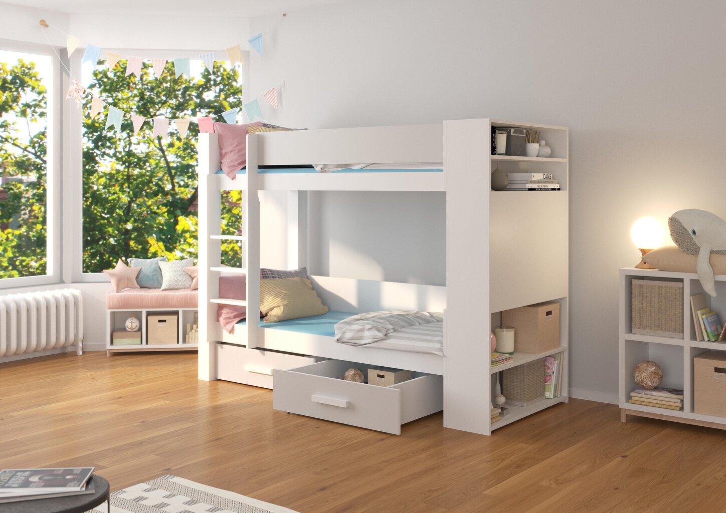 Voodi ADRK Furniture Garet 80x180 cm, valge/helehall hind ja info | Lastevoodid | kaup24.ee