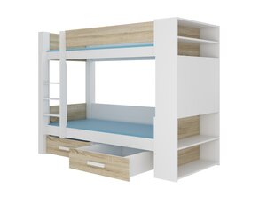 Voodi ADRK Furniture Garet 90x200 cm, valge/tamm цена и информация | Детские кровати | kaup24.ee