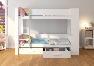 Voodi ADRK Furniture Garet 90x200 cm, valge/hall цена и информация | Детские кровати | kaup24.ee