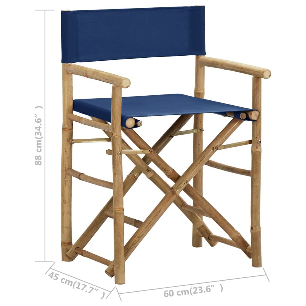vidaXL Režisööri toolid, 2 tk., sinine, bambus ja kangas цена и информация | Aiatoolid | kaup24.ee