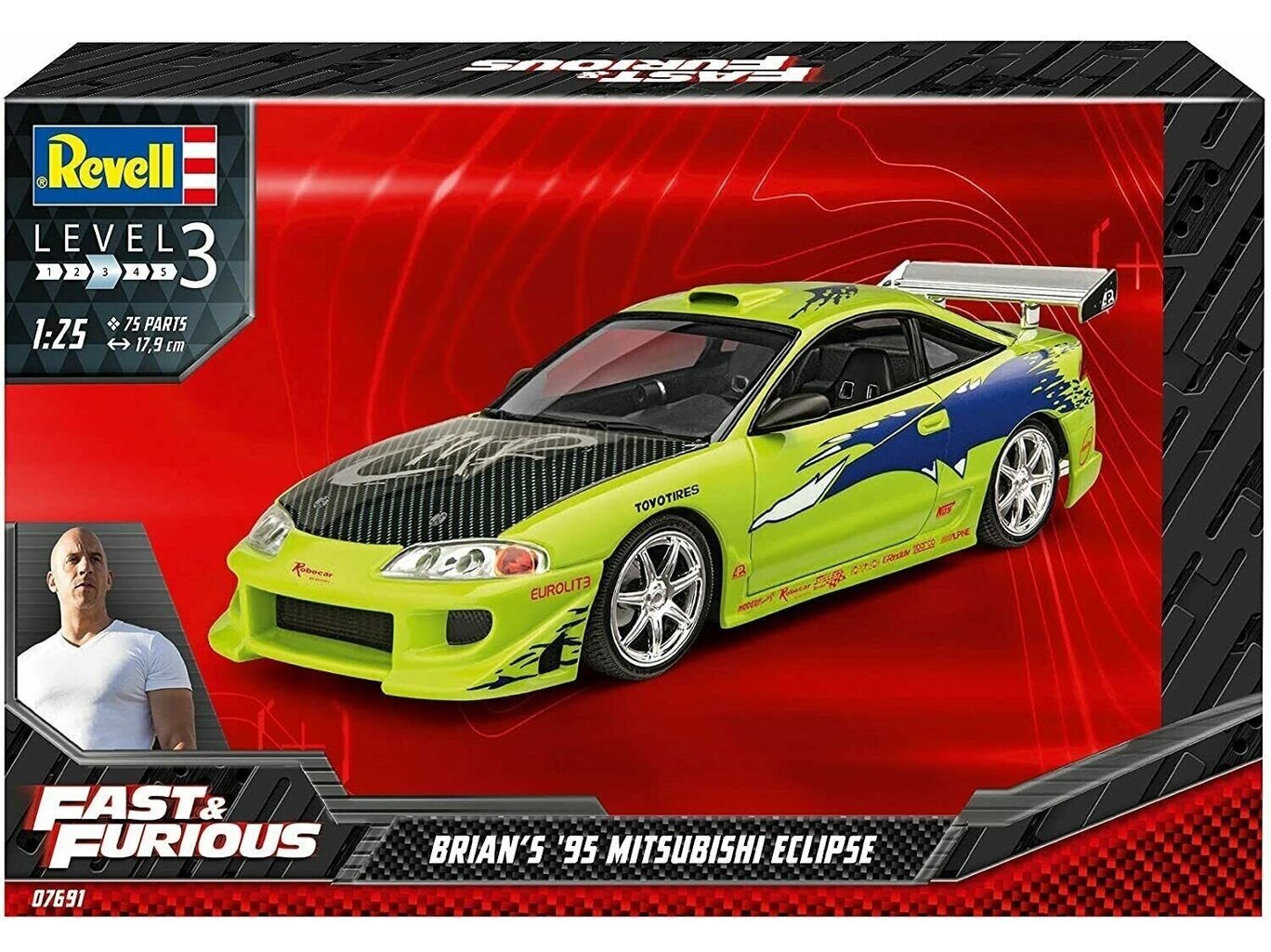 Mudelauto, Revell - Fast & Furious Brian´s 1995 Mitsubishi Eclipse, 1/24, 07691 цена и информация | Klotsid ja konstruktorid | kaup24.ee