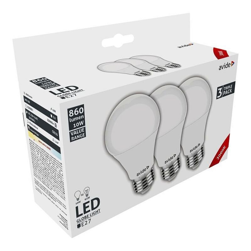 LED-lambipirn Avide 10W A60 E27 3000K 3tk цена и информация | Lambipirnid, lambid | kaup24.ee