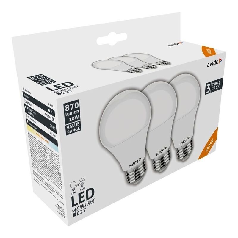 LED-lambipirn Avide 10W A60 E27 4000K 3tk цена и информация | Lambipirnid, lambid | kaup24.ee