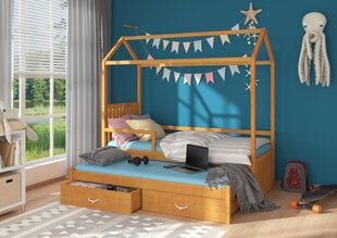 Кровать ADRK Furniture Jonasek с боковой защитой 90x200см, коричневая цена и информация | Детские кровати | kaup24.ee