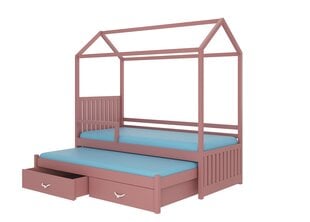 Voodi ADRK Furniture Jonasek külgkaitsega 90x200cm, roosa hind ja info | Lastevoodid | kaup24.ee