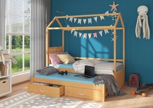 Кровать ADRK Furniture Jonasek 90x200 см, коричневая цена и информация | Детские кровати | kaup24.ee