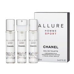 Tualettvesi Chanel Allure Sport EDT meestele 3 x 20 ml цена и информация | Мужские духи | kaup24.ee