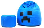 Кресло-мешок NORE Smiley XL с пуфом, синее